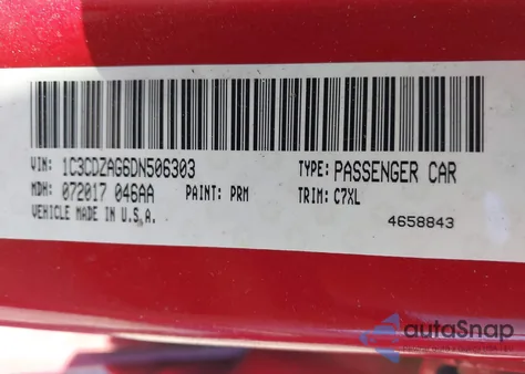 2013 Dodge Avenger Se V6 z USA, uszkodzony, nr VIN 1C3CDZAG6DN506303